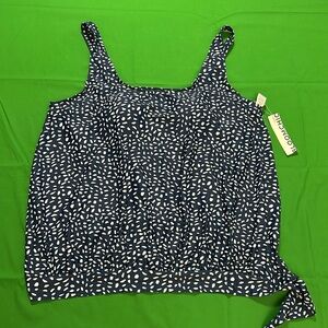 BloomChic Plus size  U Neck Ditsy Floral Patchwork Gathered Swim Top 4XL us 26